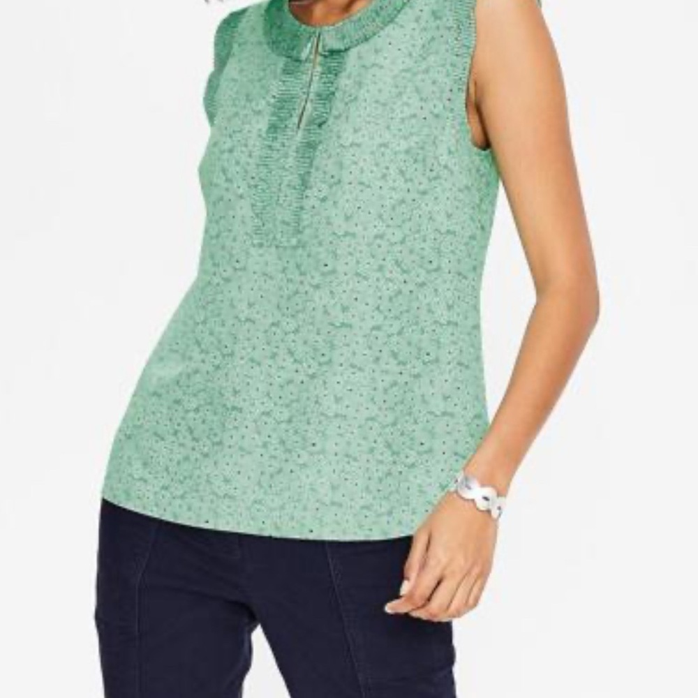BODEN Green Sleeveless Fitted Blouse with Peter Pan Collar 💚SIZE 4 💚